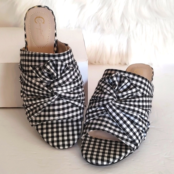 Comfort Est.1946 Gingham Twist Knot Peep-Toe Cork Heel Slide Sandals/Size 7 - Picture 10 of 10